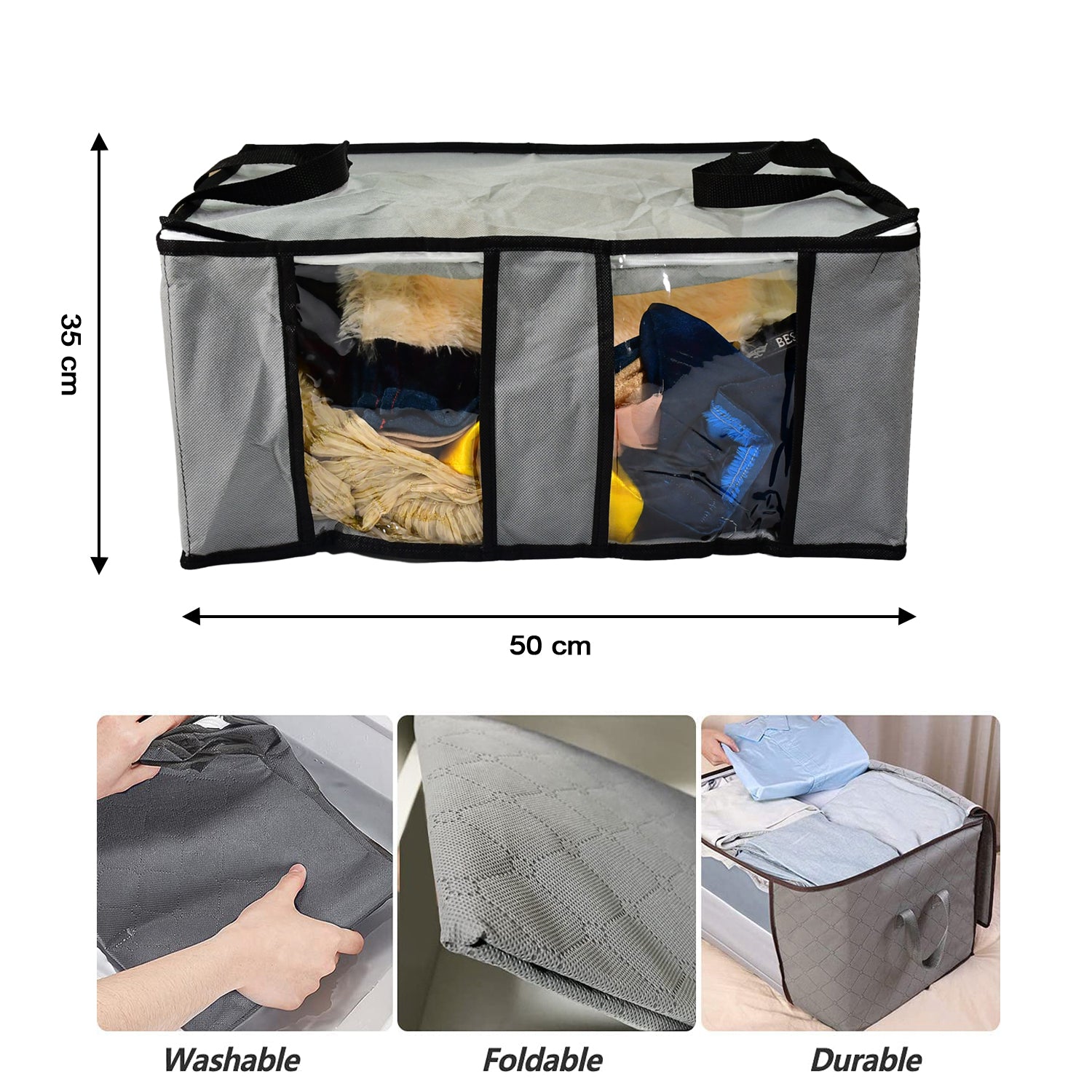 6262 Storage bag with Zipper and Space Saver Comforter bag, Pillow, Quilt, Bedding, Clothes, Blanket Storage Organizer Bag with Large Clear Window and Carry Handles for Closet. DeoDap 6262 Storage bag with Zipper and Space Saver Comforter bag, Pillow, Quilt, Bedding, Clothes, Blanket Storage Organizer Bag with Large Clear Window and Carry Handles for Closet. DeoDap